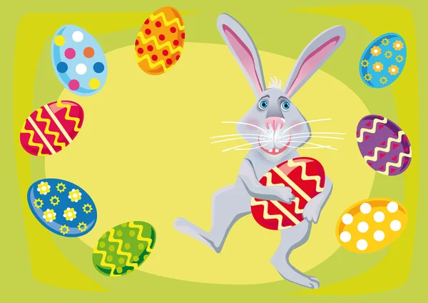 Conejo de Pascua con huevos de Pascua — Archivo Imágenes Vectoriales