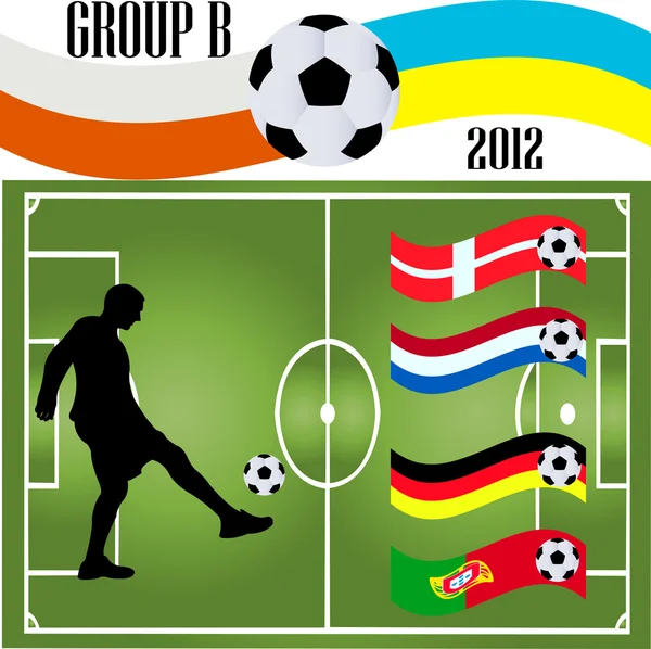 足球运动员和标志 免版税图库插图