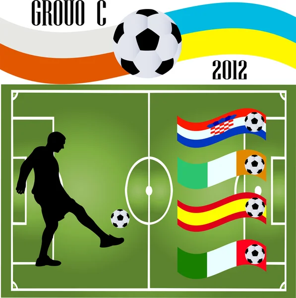 Jugador de fútbol y bandera Ilustración De Stock