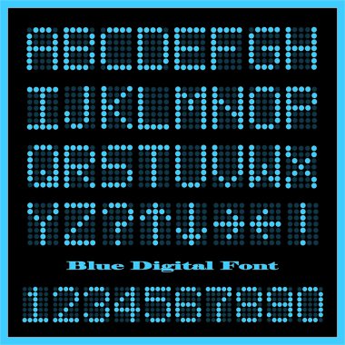 Blue Digital Font clipart