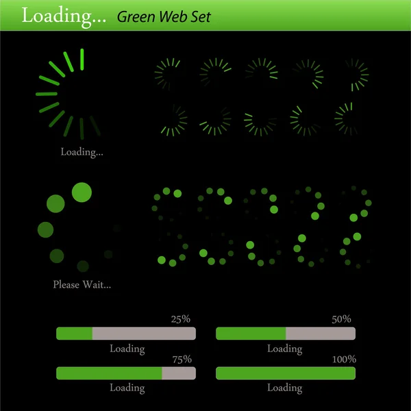 Green Loading Set — Stock Vector