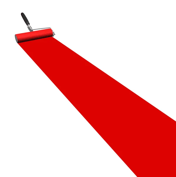Rouleau de peinture rouge — Image vectorielle