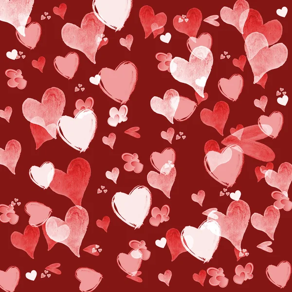 Red Valentines day background with hearts — 图库照片