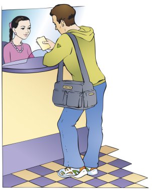 Dialogue between the customer and cashier clipart