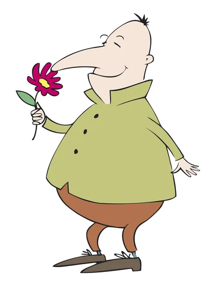 Sympatický pan užívat vůně květin — Stockový vektor