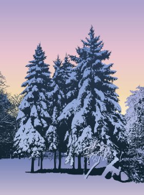 Winter evening clipart