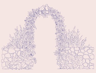 Arch of roses clipart