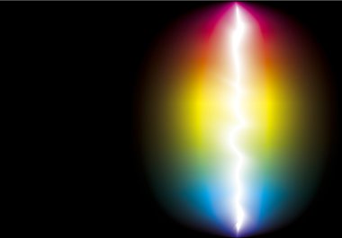 Vector background of color spectrum around lightning clipart