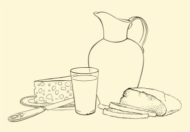 sağlıklı bir kahvaltı süt ekmek ve peynir