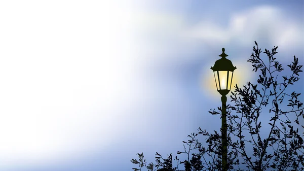 Lanterne lumineuse près des branches de l'arbre de printemps — Image vectorielle