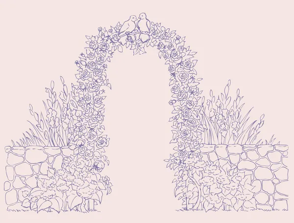 Arch av rosor — Stock vektor