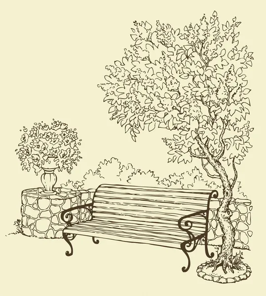 Bench in the park — Stock Vector