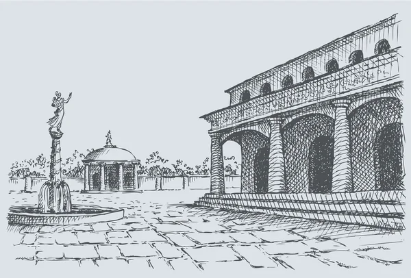 Eski Şehir Meydanı'na vektör peyzaj — Stok Vektör