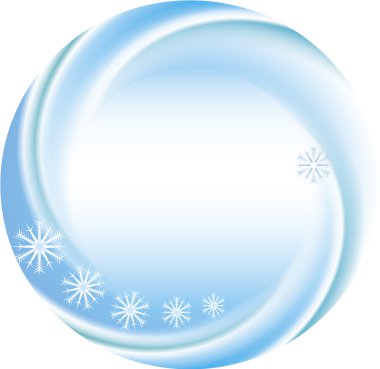 Winter background as a round frame with snowflakes clipart