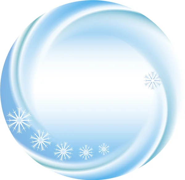 Winterhintergrund als runder Rahmen mit Schneeflocken — Stockvektor