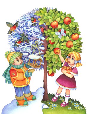 The symbolic image of the seasons clipart