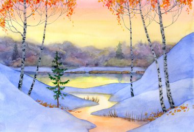 Winter stream clipart