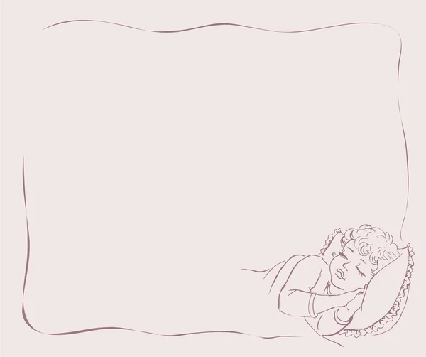 Векторный рисунок. Детский сон в постели — стоковый вектор