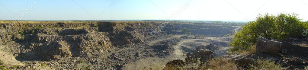 Panoramic view of quarry granite