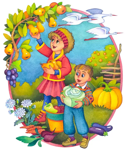 Children in the autumn — Stock Photo, Image