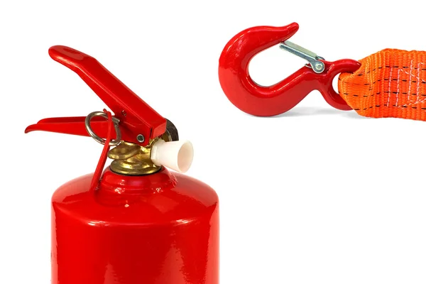 A sürgősségi kábel és a tűzoltó készülék — Stock Fotó