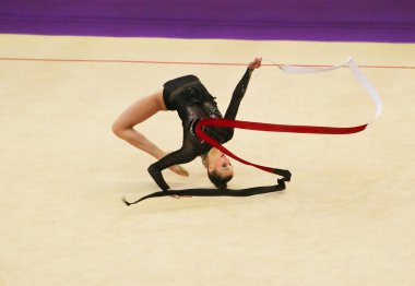 Anna Rizatdinova (Ukraine) performs at Deriugina Cup (Rhythmic Gymnastics World Cup) clipart