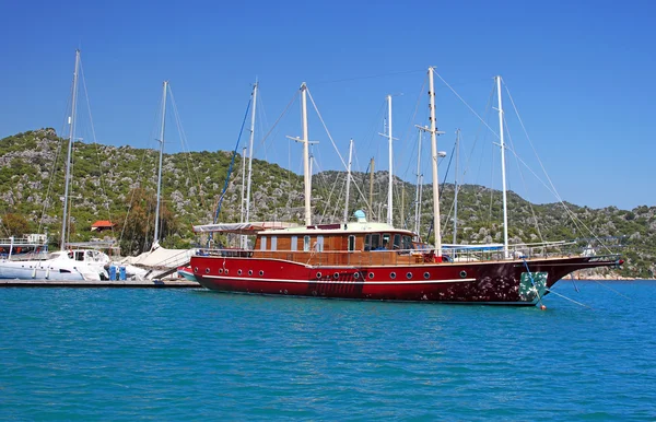 Afgemeerd yachts, bodrum, Turkije — Stockfoto