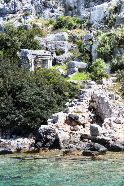 Ruinas de la ciudad de Lycian hundida en la isla de Kekova, Turquía —  Fotos de Stock