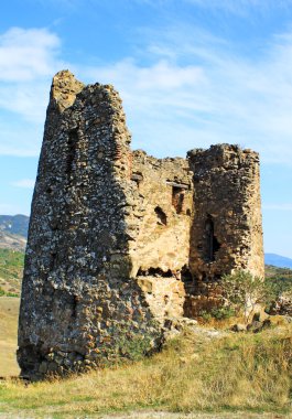 Ruins of Little chapel near Famous Jvari church near Tbilisi in Georgia clipart