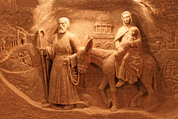Salt decorations in Wieliczka Salt Mine, Krakow.