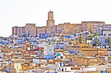 Overall view of city, roofs of houses, archeology museum of Sousse, Tunisia clipart