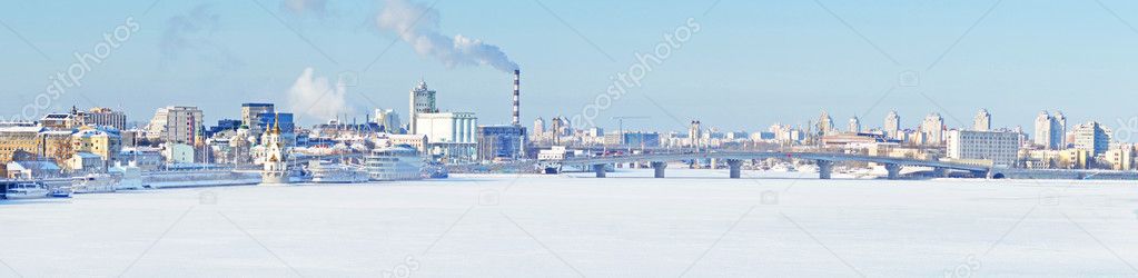 Panorama of Kiev in winter
