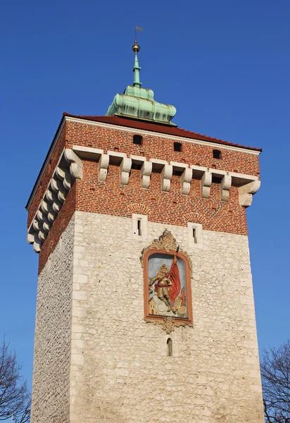 Флорианские ворота в Кракове, Польша — стоковое фото