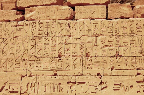 Régi egyiptomi hieroglifák, a karnaki templom, a Luxor — Stock Fotó