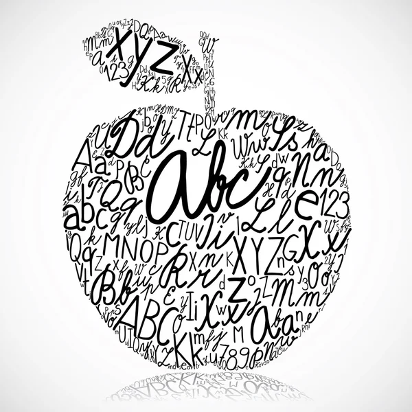 Pomme avec lettres — Image vectorielle
