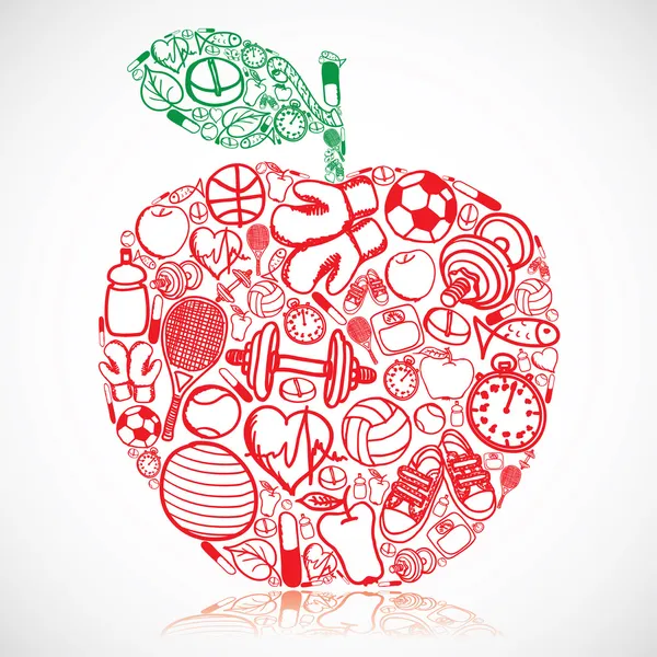 Фитнес-яблоко — стоковый вектор