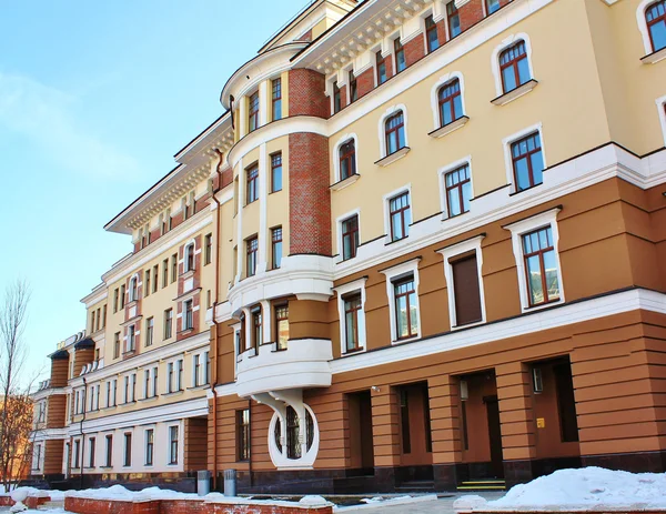 stock image Facade of the brown residential building