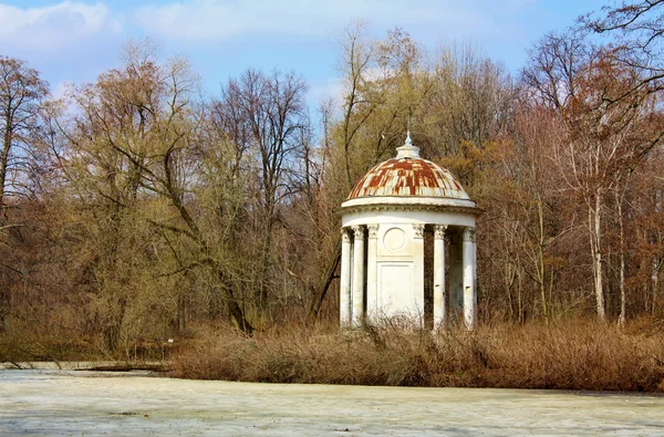 Old gazebo in the spring forest — Stock Photo, Image