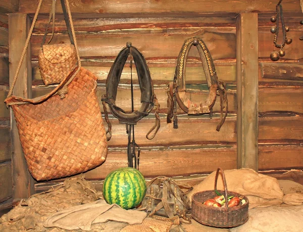Pots in a peasant's hut — Stock Photo, Image