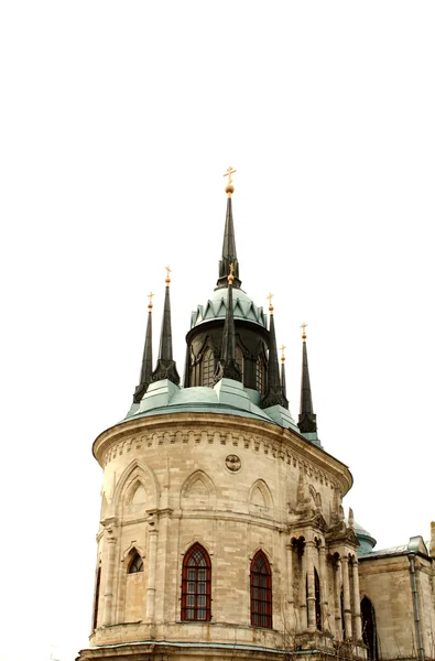 Haut de l'église gothique en pierre blanche — Photo
