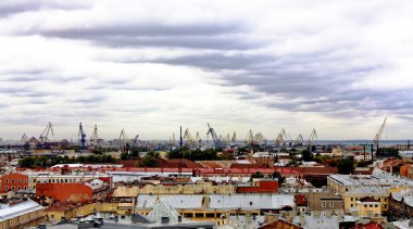 View of the sea port of St. Petersburg clipart