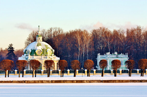 Kuskovo estate. View of the Grotto from the Great Pond