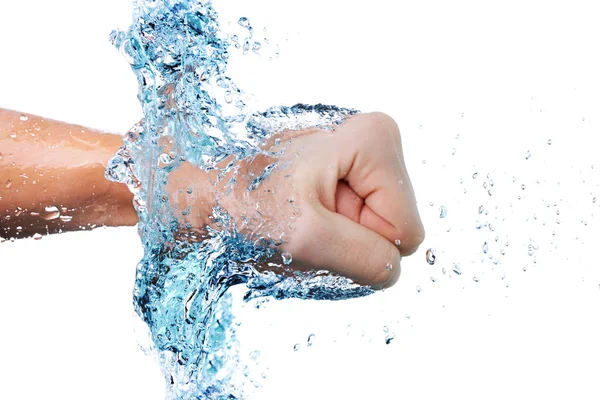 Fist through water — Stock Photo, Image