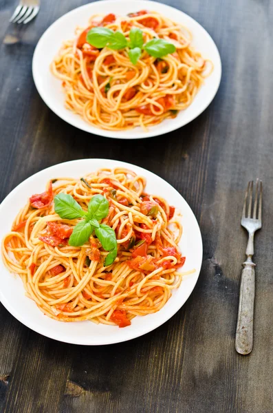Pasta met tomaten — Stockfoto