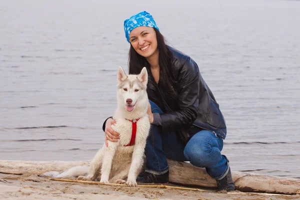 Stock image Girl with her dog