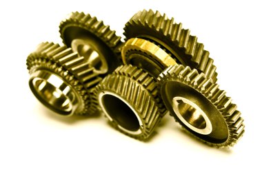 Gear wheels system over white background