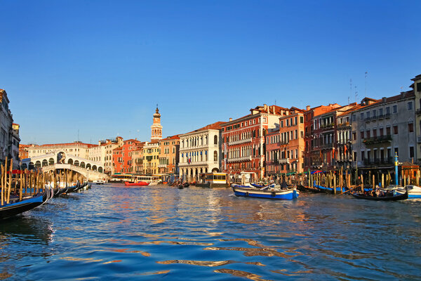 Beautiful view of Venice and Rialto Bridge
