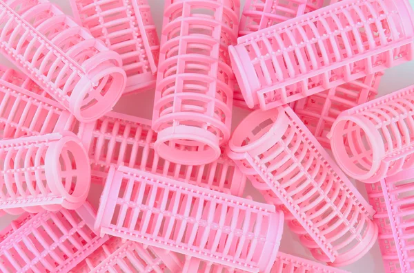 Curlers cabelo rosa — Fotografia de Stock