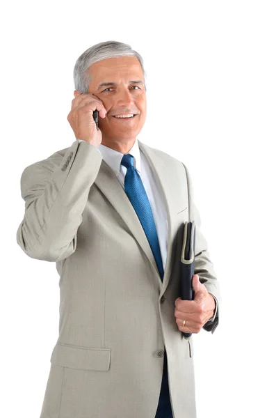 Middle Aged Businessman with Cell Phone — Stock Photo, Image