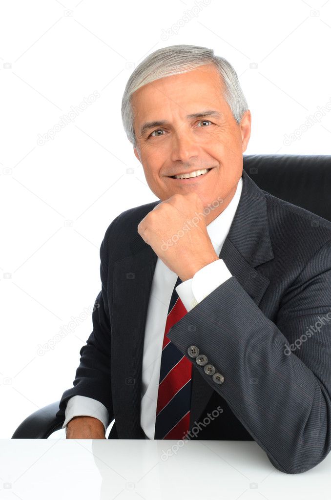 Businessman Portrait Hand on Chin